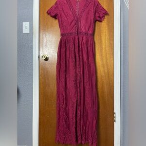 Burgundy lace dress (size S)